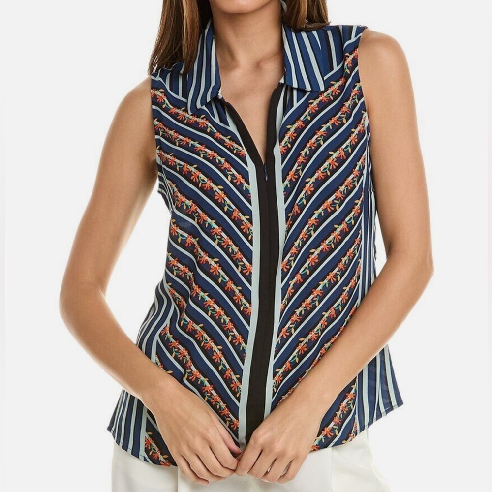 NWT CABI Chevron Sleeveless Zipper Front Top Size XS